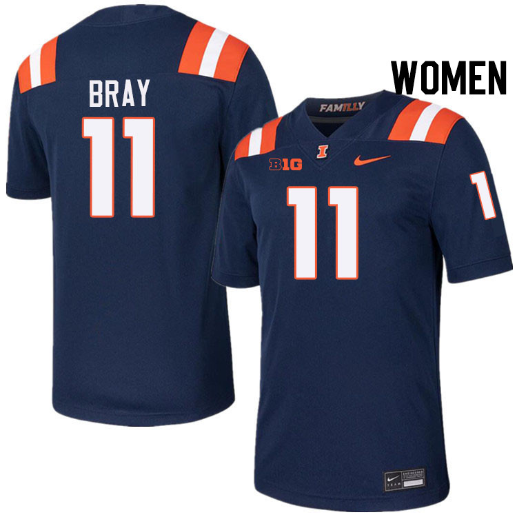 Women #11 Alex Bray Illinois Fighting Illini College Football Jerseys Stitched-Navy